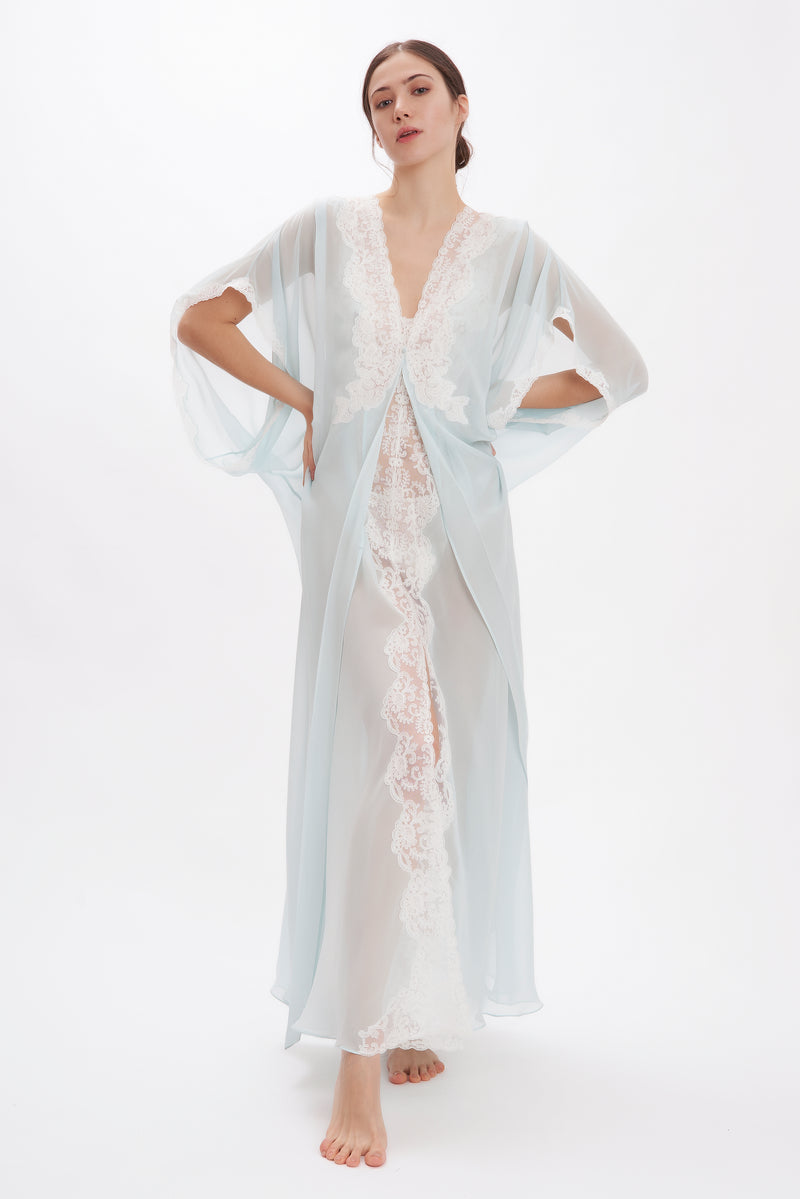 B2B - Silk Georgette Long Robe - Robe - italian lingerie
