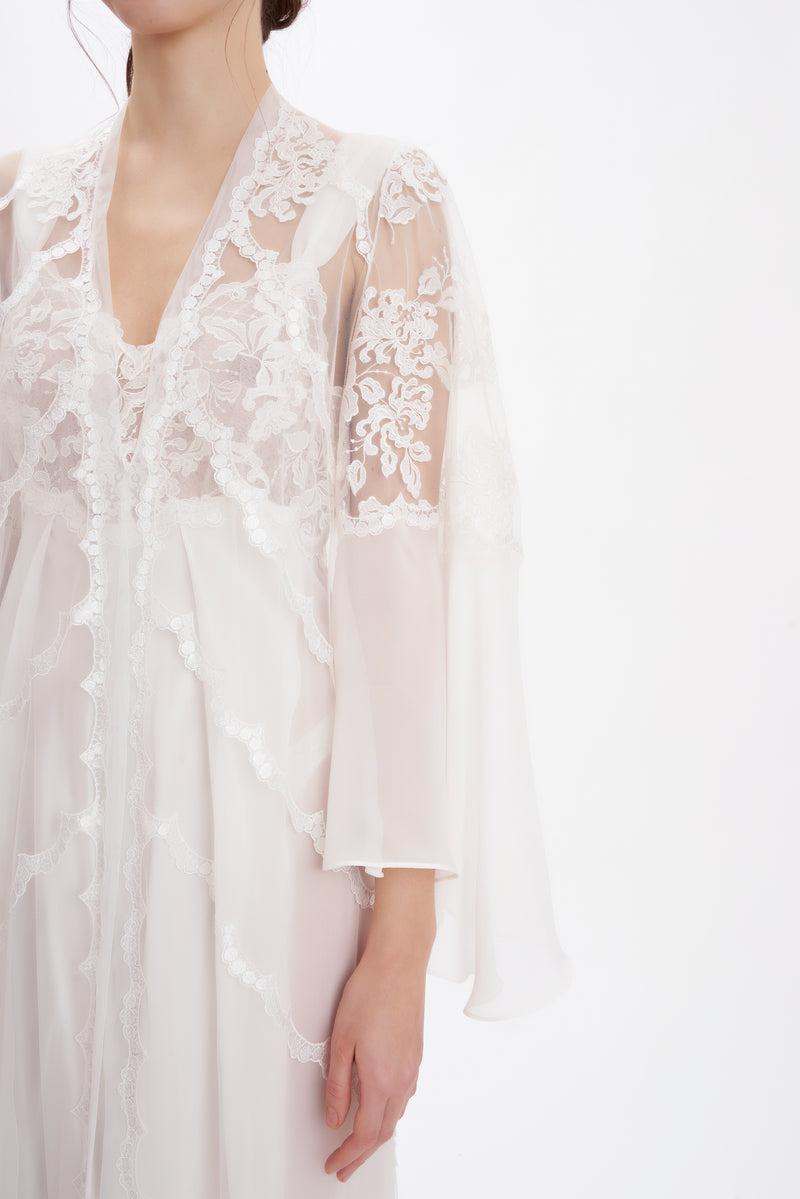 B2B - Lace & Silk Georgette Long Robe - Robe - italian lingerie