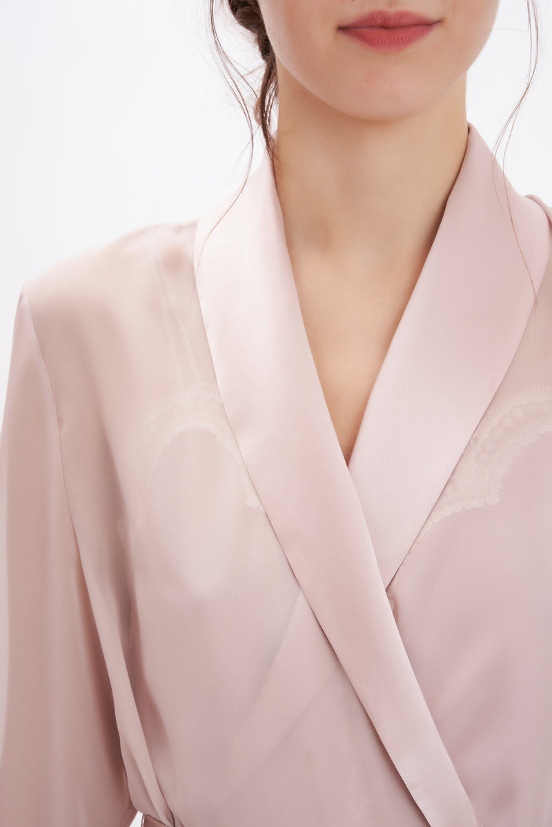 Silk Georgette Long Robe - Robe - italian lingerie