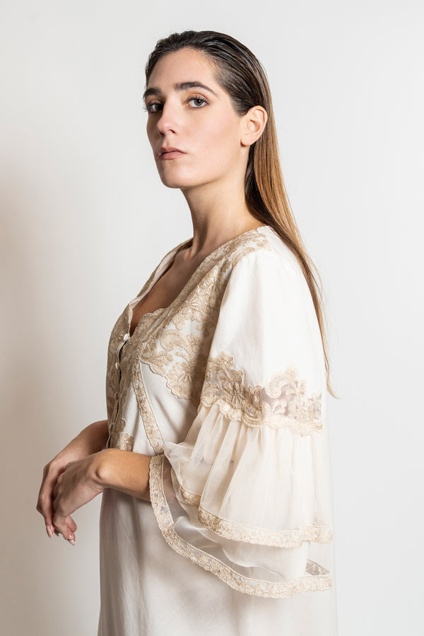 Mussola Cotton Nightgown - Dress - italian lingerie