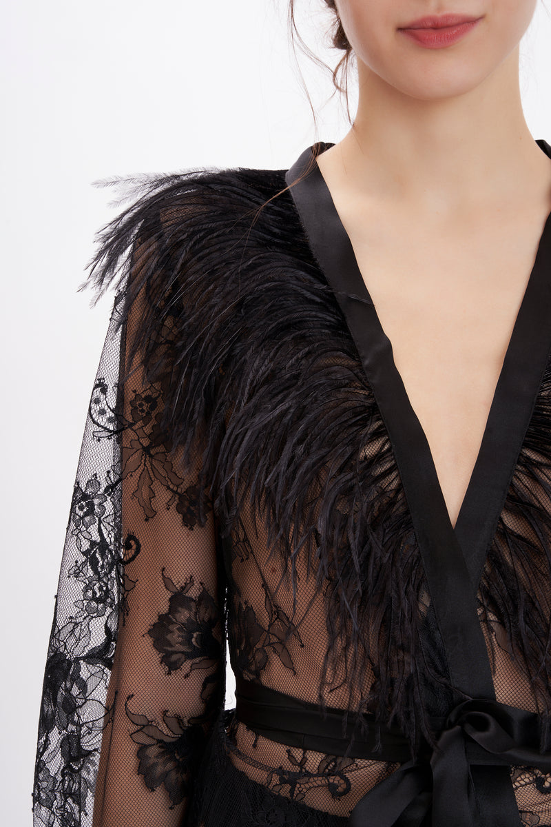 B2B - Lace Shirt Feathers Chantilly - Shirts & Tops - italian lingerie