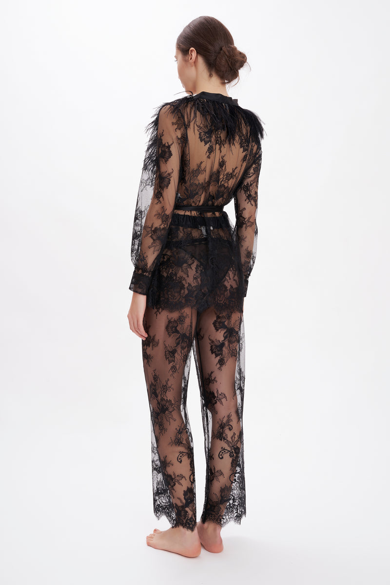B2B - Lace Shirt Feathers Chantilly - Shirts & Tops - italian lingerie