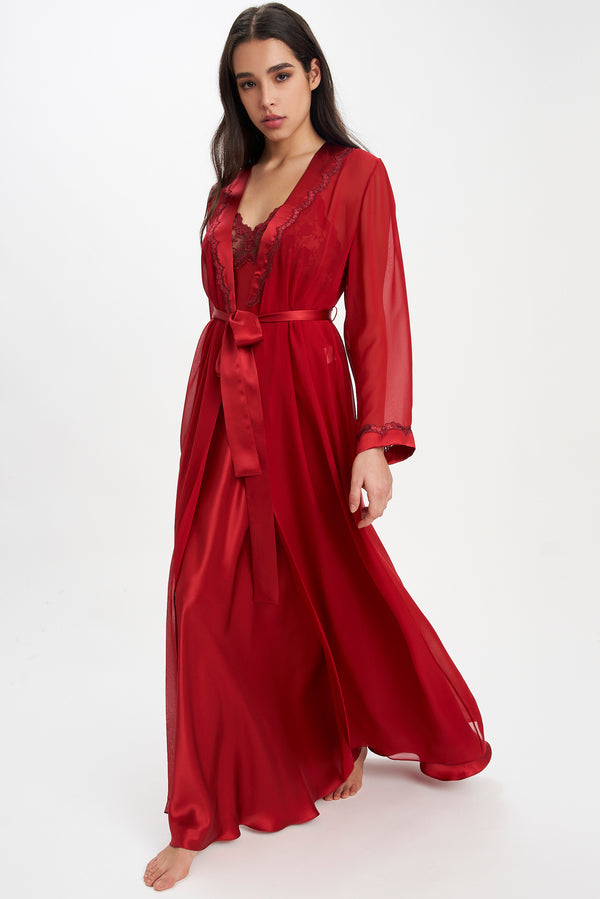 Vermilion Silk Robe - Robe - italian lingerie